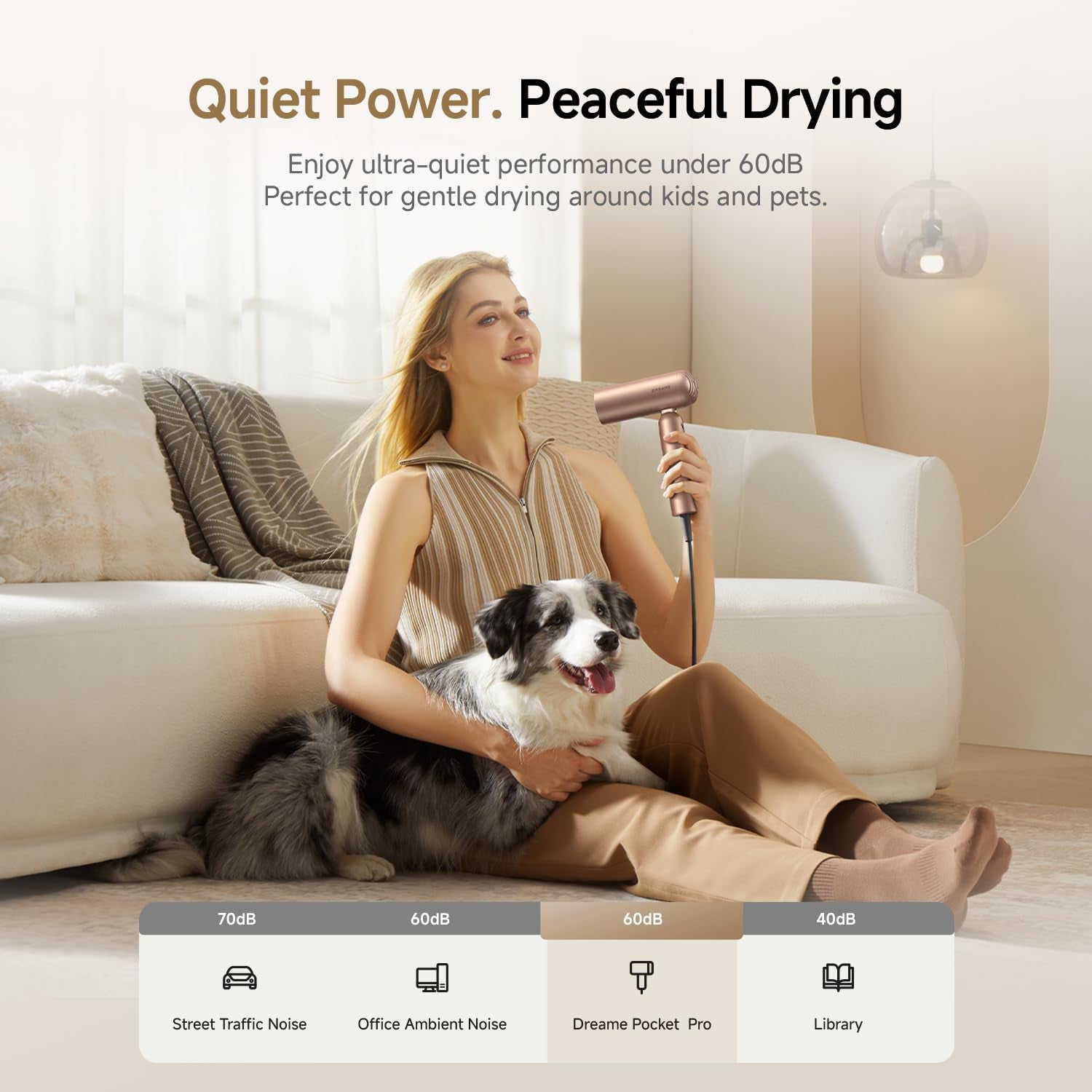 Pocket Pro Hair Dryer, Dual Voltage Travel Blow Dryer with Diffuser, 1300W Professional Highspeed Ionic Hair Blower, Fast Drying, Low Noise, Lightweight, No Heat Damage, Global Travel 120V/240V