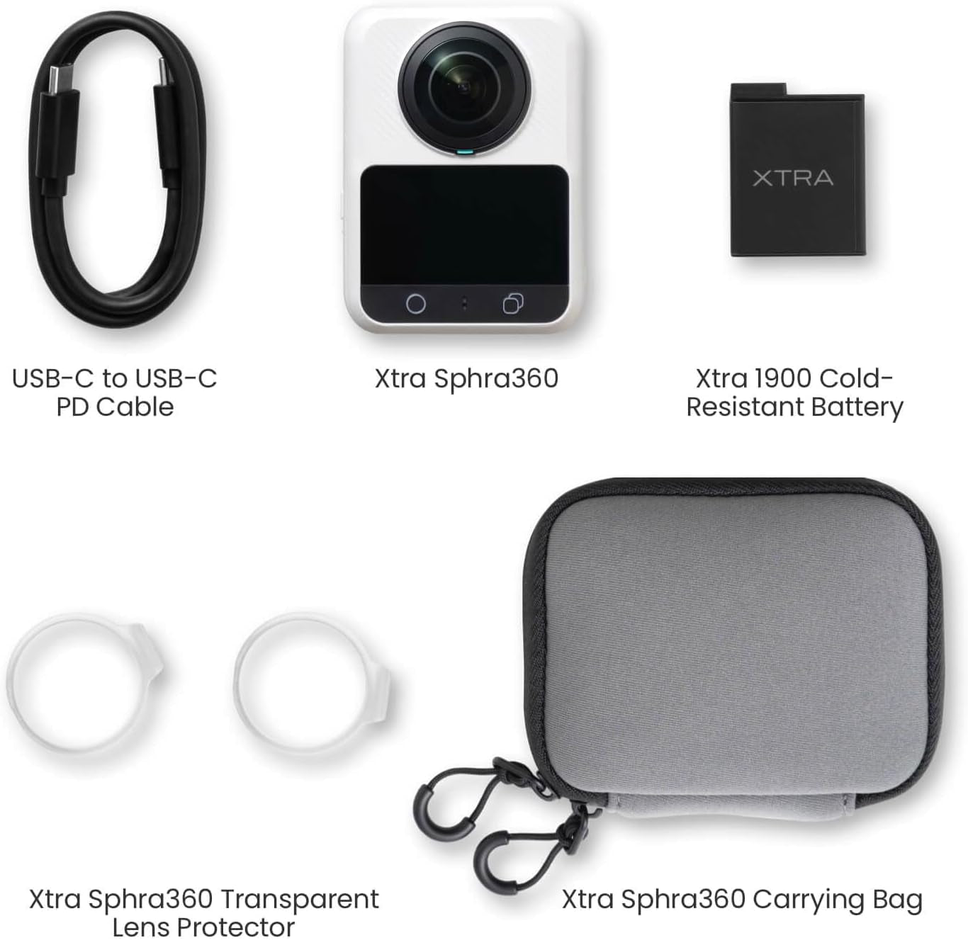 Xtra Sphra360 360 Camera, 8K Panoramic Video, 1-Inch Sensor Equivalent, 100MP High Resolution, Waterproof Action Camera, 105GB Built-In Storage, Bullet Time, Broad Compatibility, Vlog