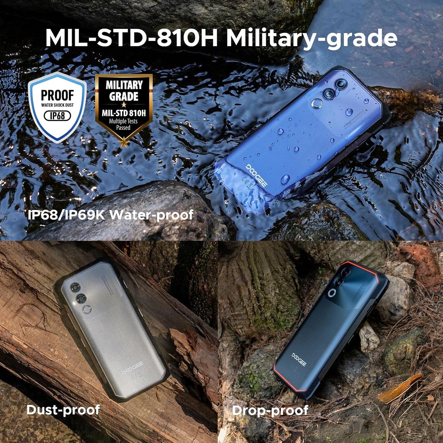 Blade 20 Android 15 Rugged Smartphone,10300Mah/18W,20Gb+128Gb/Tf 2TB Octa Core Rugged Phone,6.6" HD+ Gaming Phones,16Mp Camera,Ip68/Ip69K Waterproof Phone,Triple Slot/Nfc/Face ID/GPS