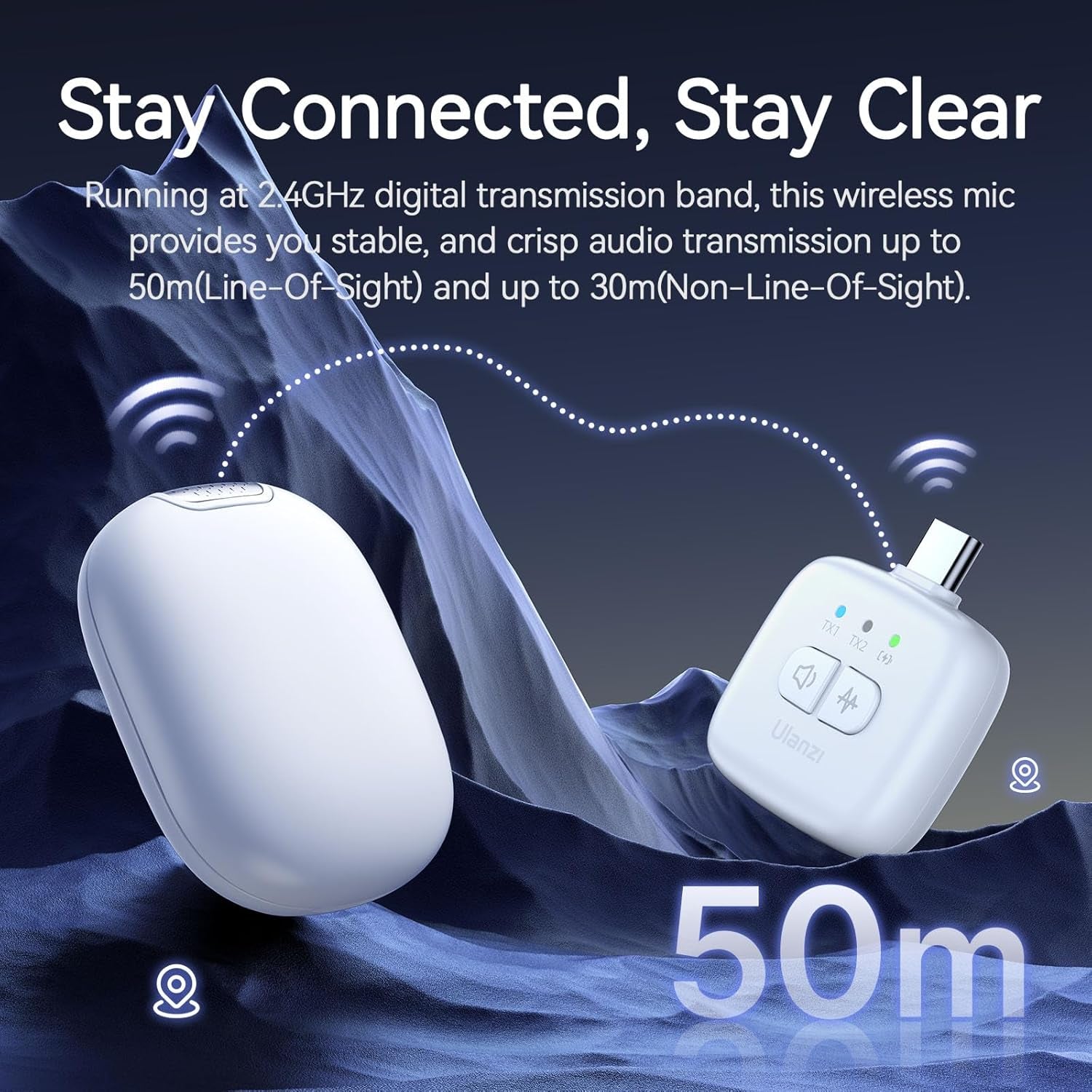 A30 Tiny Mic Magnetic (White), Wireless Lavalier Microphone Mini Size, Noise Cancellation, 164 Ft Range, 20H Battery Life, Lapel Microphone for Video Recording, DSLR, Iphones, Android, PC