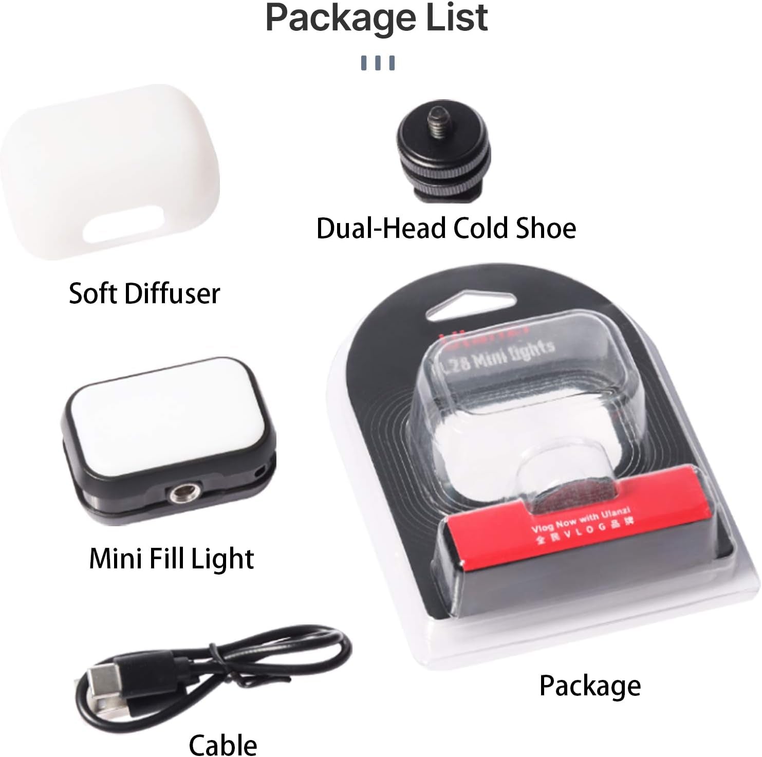 VL28 LED Light for Iphone, Mini LED Camera Light, Rechargeable 5600K 95+ Long-Lasting Fill Light for Action Camera, DJI OSMO, Smartphone, Sony ZV-1, A7, RX100 VII