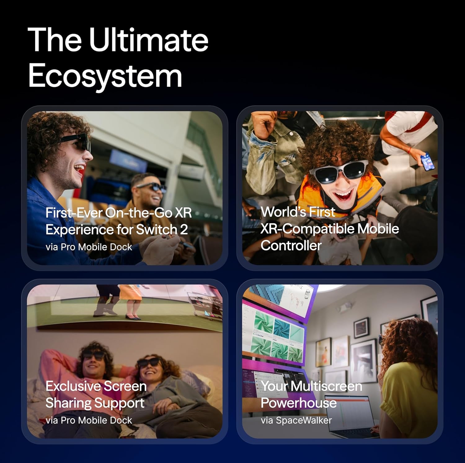 Luma Pro XR Glasses — 152” 1200P Ultra Sharp Display, 1000 Nits, 52° FOV, Dimming Adjustments, AR Glass for Iphone 17/16/15, Android, Mac, PC, Steam Deck, First-Ever XR Experience for Switch 2