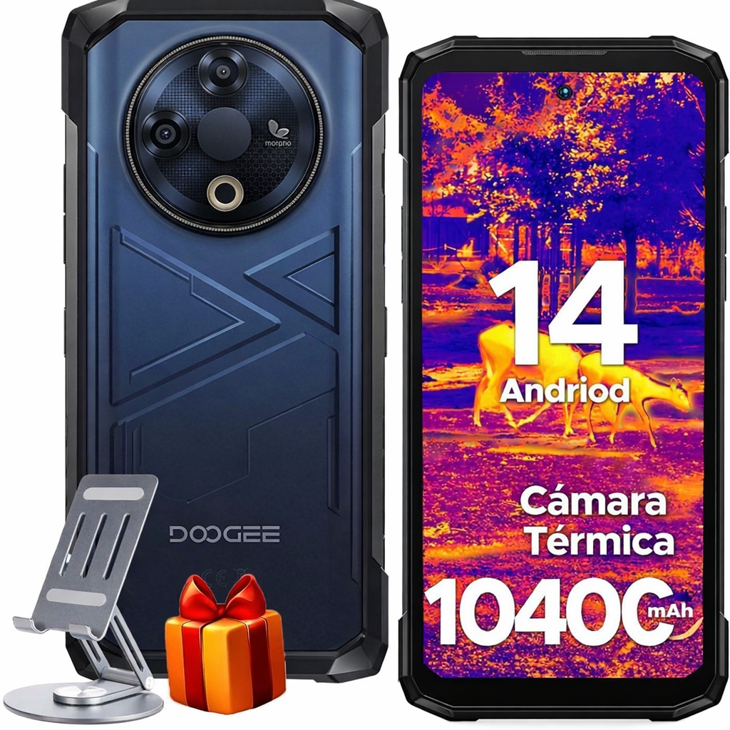 DOOGEE Fire 6 Version Global - Celular Indestructible con Cámara Térmica | 10400mAh y 16GB RAM - Azul