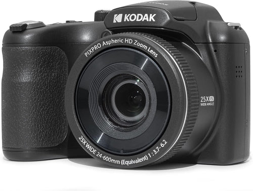 PIXPRO AZ255-BK 16MP Digital Camera 25X Optical Zoom 24Mm Wide Angle Lens Optical Image Stabilization 1080P Full HD Video 3" LCD Vlogging Camera (Black)