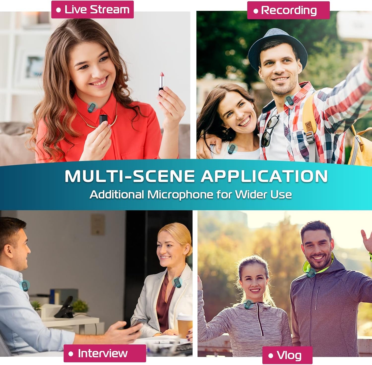 J12 Wireless Lavalier Microphone for Iphone Ipad, 2-In-1 Plug-Play Mic with Charging Case for Phone Video Recording, 65Ft Transmission Range