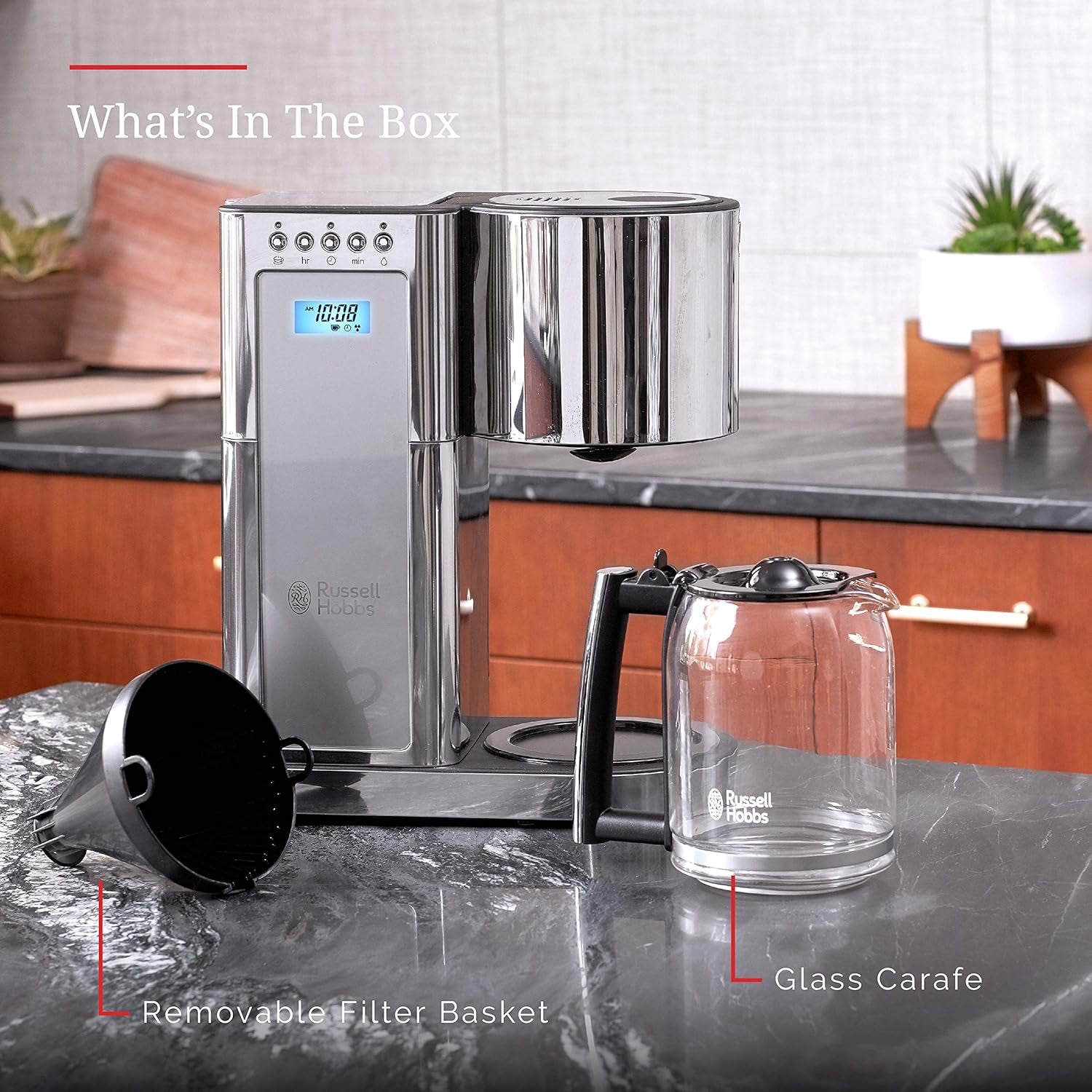 CM8100GYR Glass Series 8-Cup Coffeemaker, Silver