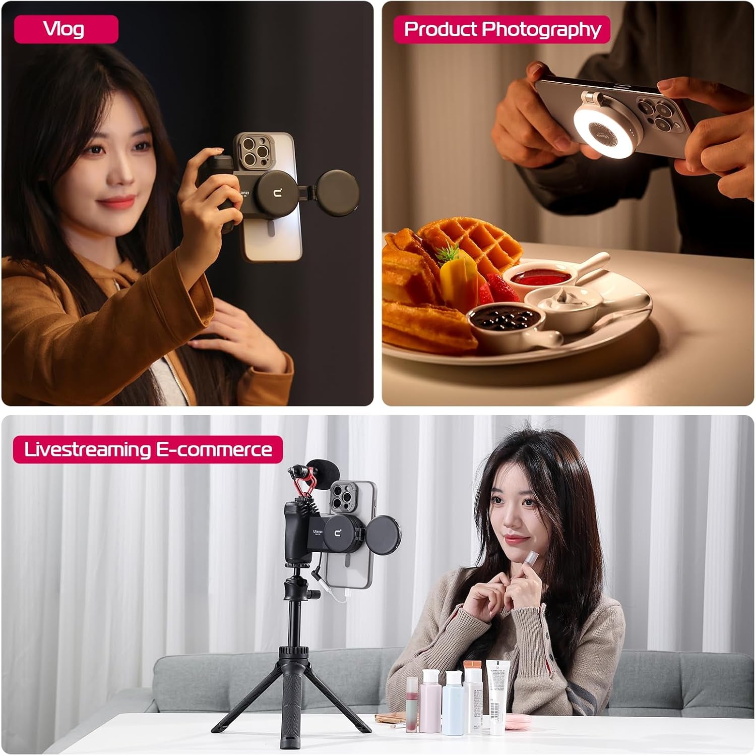 Magnetic Selfie Light, LED Fill Light Compatible with Magsafe, LED Selfie Ring Light Included Sticky Ring for Phones, for Selfies/Photography/Tiktok/Zoom Calls/Video Conference Color Black