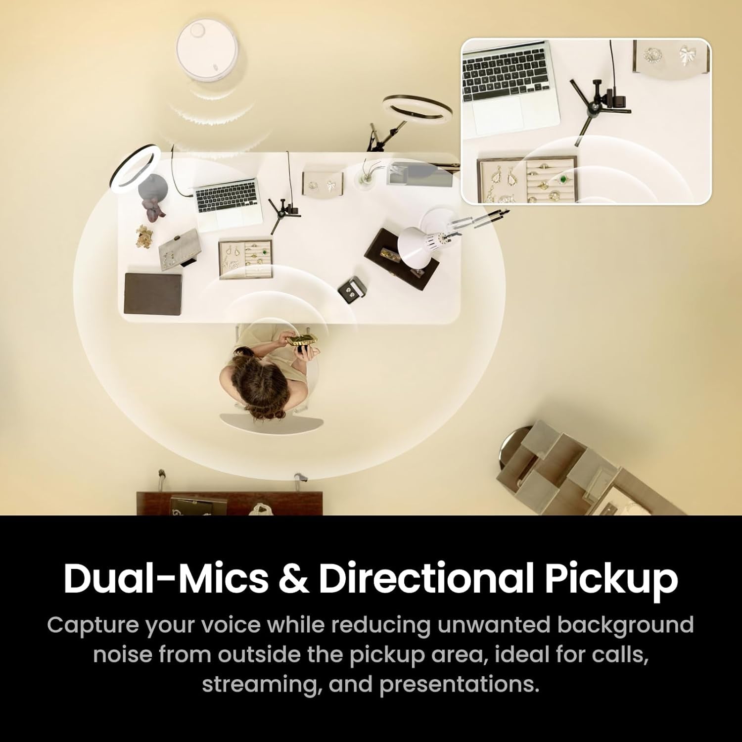 Link 2C Pro – 4K Webcam for Pc/Mac, 1/1.3” Sensor, Low-Light, Auto Framing, HDR, Directional Noise-Canceling Mics, Supports Stream Deck, Zoom, Teams, Twitch for Streaming or Meetings