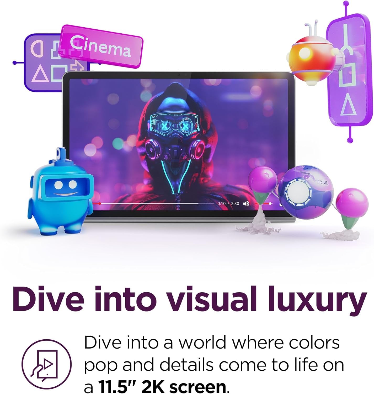 Tab plus - 2024 - Premium Entertainment Tablet - 8 JBL® Speakers - 11.5" 2K LCD Touch Display - 8GB Memory - 128GB Storage - Mediatek™ Helio G99 - Folio Case Included - Luna Grey