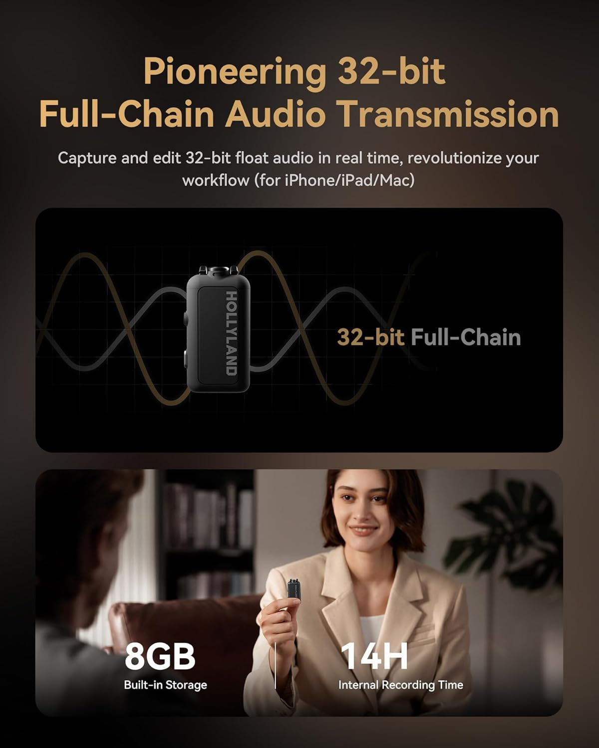 Lark MAX 2 Wireless Microphone for Iphone/Camera/Android, AI Noise Cancel, Wireless Monitoring, 32Bit Full-Chain Audio, Timecode (Ultimate Combo, 2TX+2RX+OWS Earphones + Charging Case)