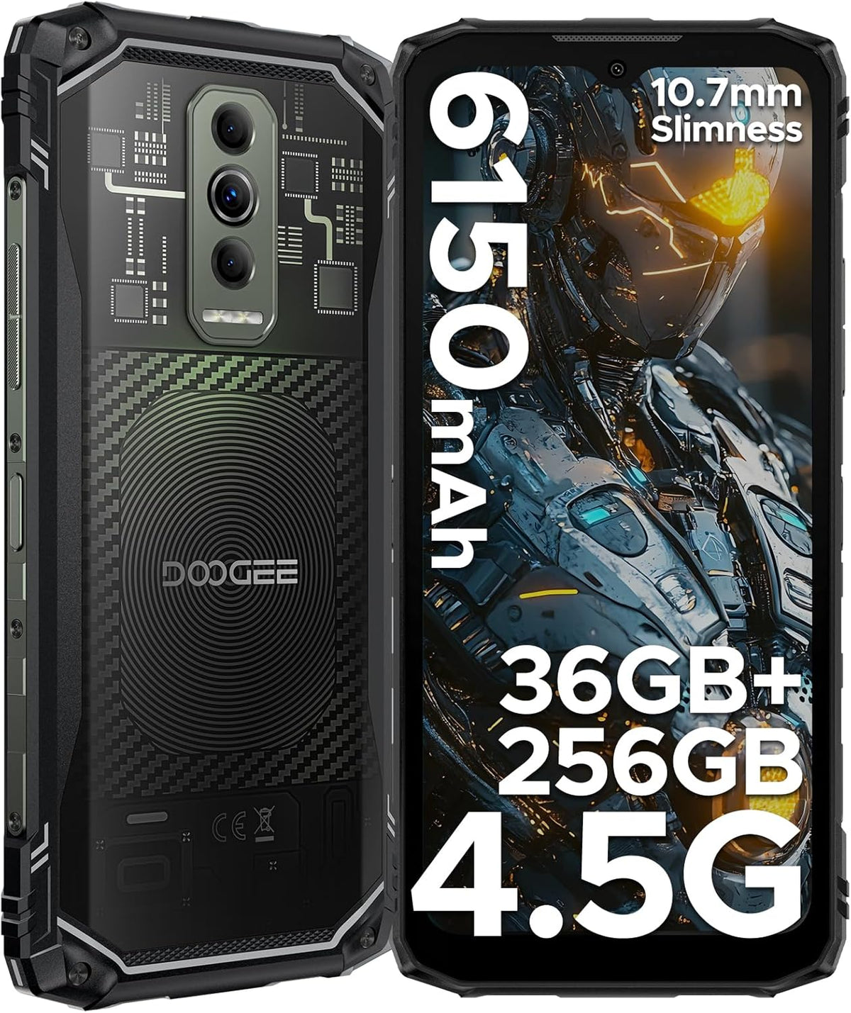 DOOGEE Blade 10 Ultra Energy Version Global Celular Indestructible Cámara 64MP y Batería 6150mAh | Ultra Fino (10.7mm) - Negro