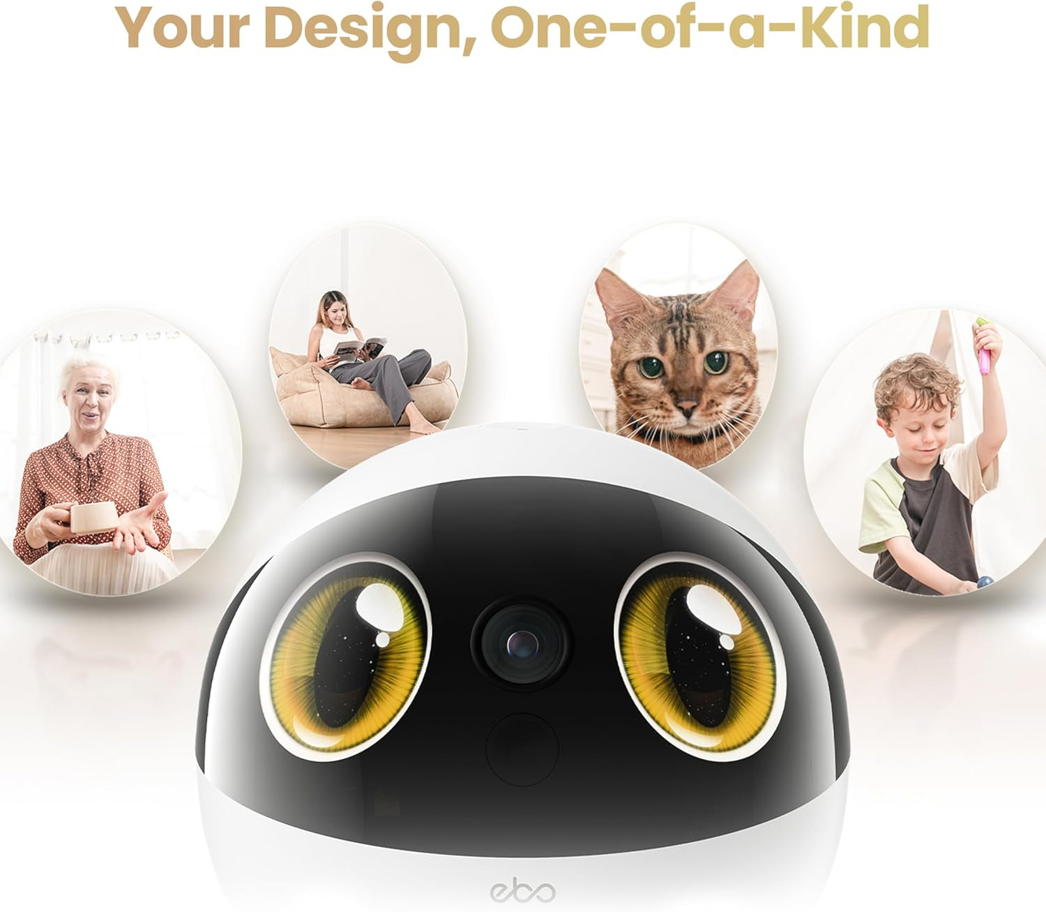 Air 2S Familybot Home Robot Camera: 2.5K Indoor Pet Cam, Movable Robot Camera, 2-Way Video, Auto-Recharge, Long Battery Life, Custom Facial Image, Night Vision