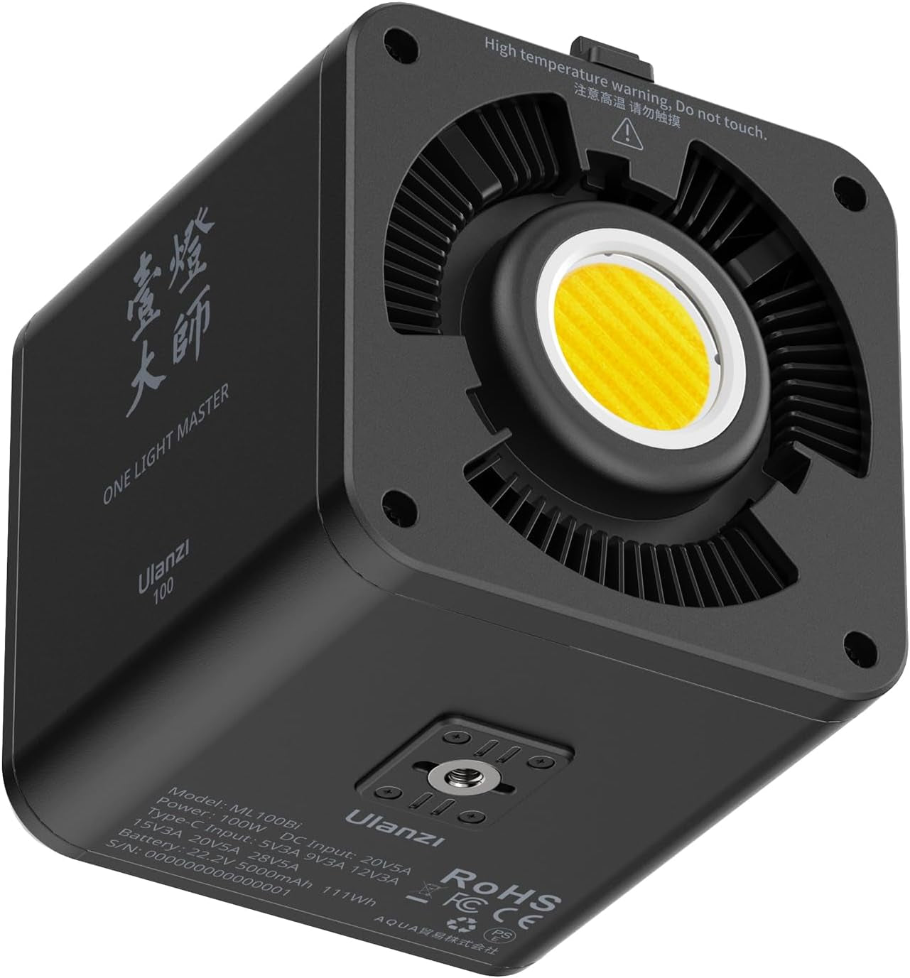 100W Bi-Color Portable LED Video Light W DC Power Adapter, 111Wh Build-In Battery Metal Mini Adjustable Color Temperature COB Continuous Output Lighting Handheld Spotlight 2700K-6500K for Video