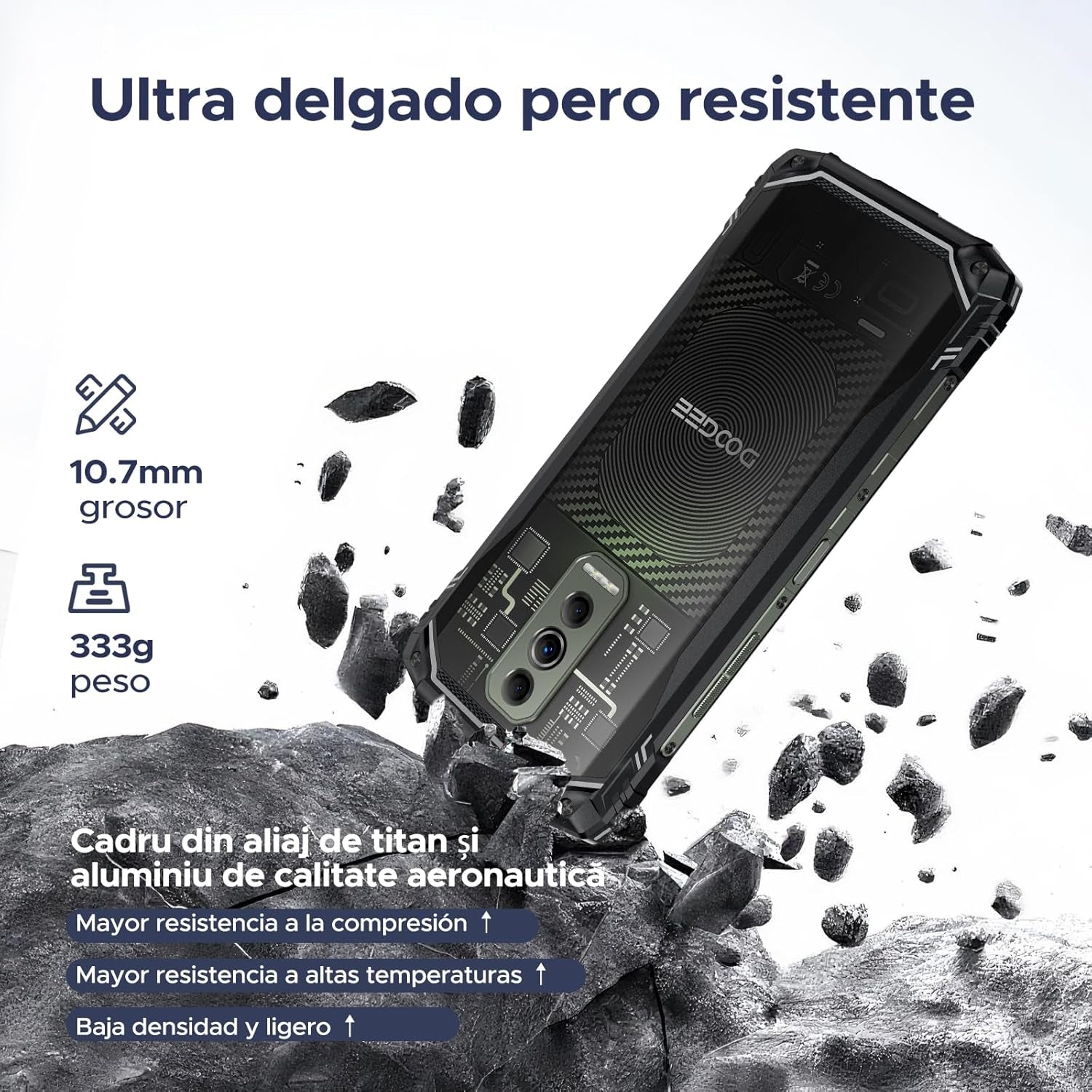 Blade 10 Ultra Energy Android 15 Rugged Phone 4.5G, 10.7Mm Ultra-Thin,Octa Core Rugged Smartphone, 6.56" Hd+90Hz, 64MP Camera, 6150Mah Battery, IP68/IP69K Waterproof Phone, Nfc/Face Unlock
