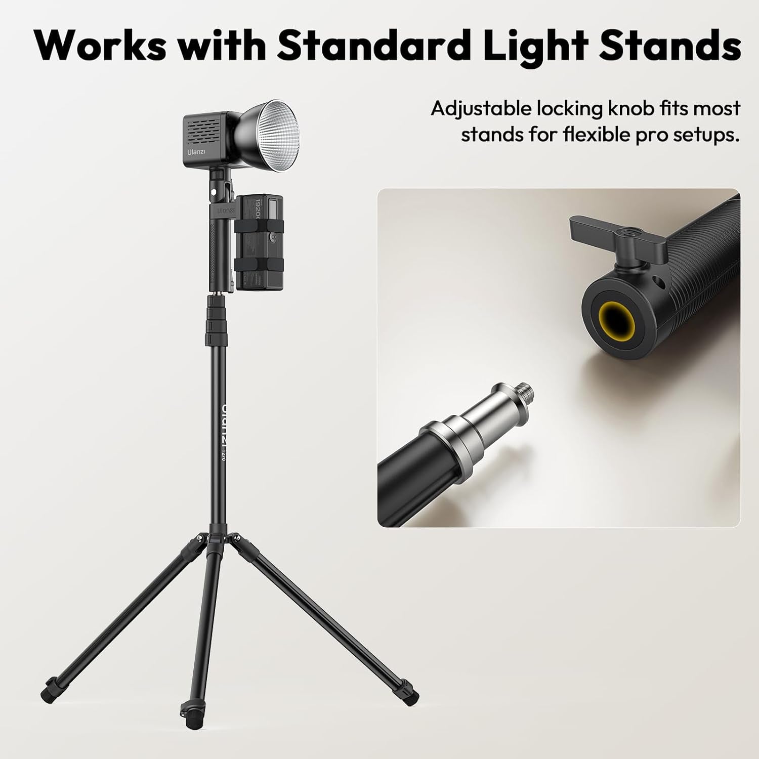 AL06 Handle Grip for Video Light and Power Bank, Universal Handle Power Bank Clamp Holder Mount with 1/4" Screw, 360° Rotation Handheld Light Tripod for DSLR Camera Camcorder Photography