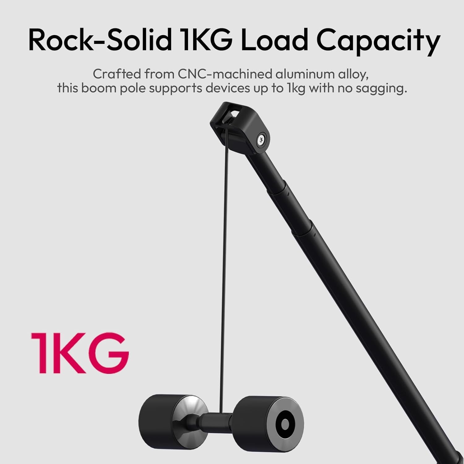 ZJ08 Extendable Cold Shoe Mic Arm Pole with Built-In 3.5Mm Audio Cable, 3 Section Aluminum Microphone Boom Pole for Cold Shoe Microphones, Angle Length Adjustable, 1KG Max Load