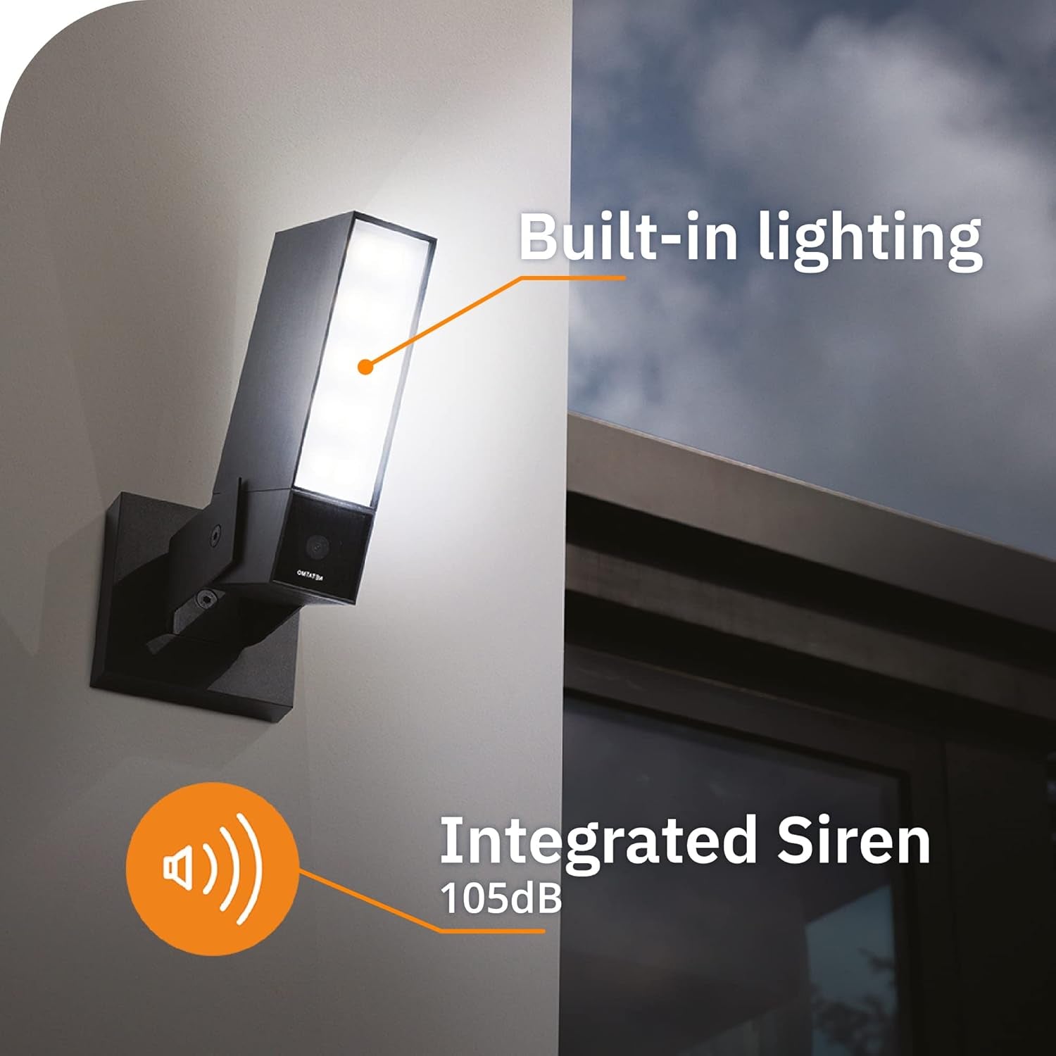 Smart Outdoor Security Camera with 105-Db Siren & Wifi | Sends Alerts to Your Smartphone | Floodlight & Movement Detection | Night Vision | Security without Monthly Fees (White)