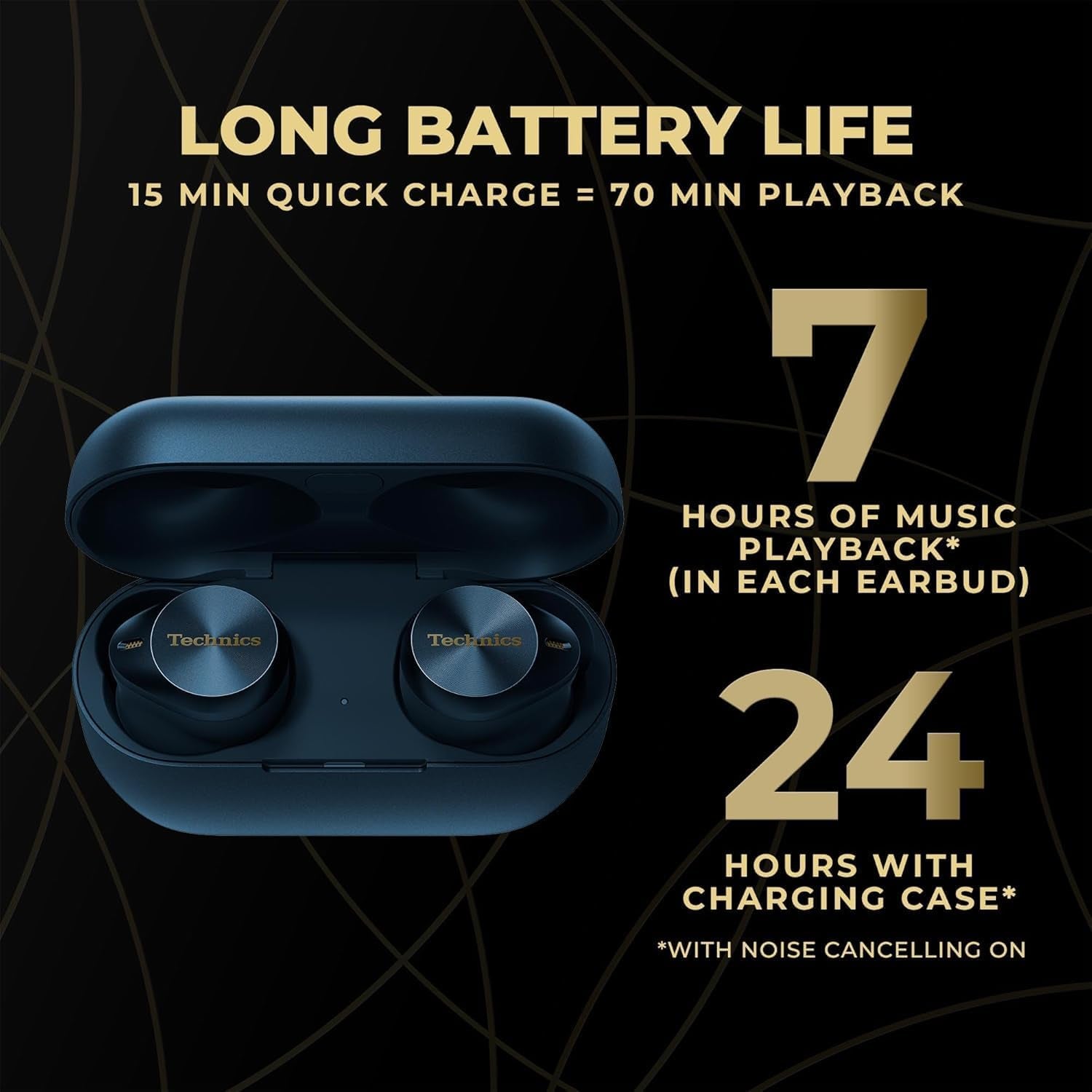 EAH-AZ80-A Premium Hi-Fi True Wireless Bluetooth Earbuds with Advanced Noise Cancelling - Midnight Blue