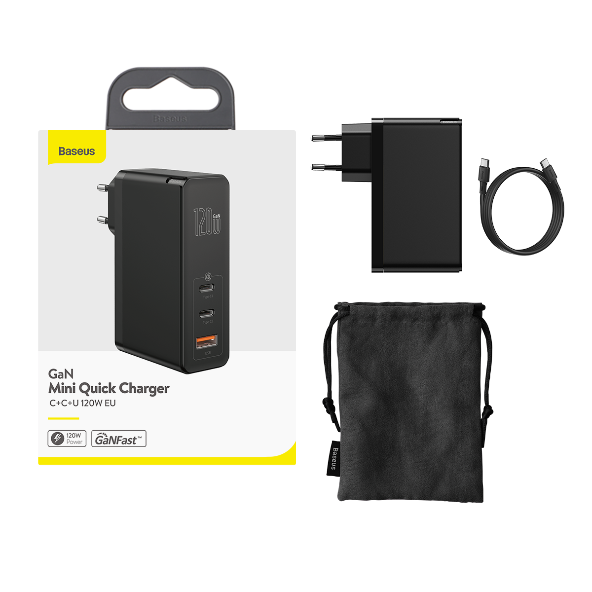 Cargador GaN2 Carga rápida 120w 2 Puerto USB-C