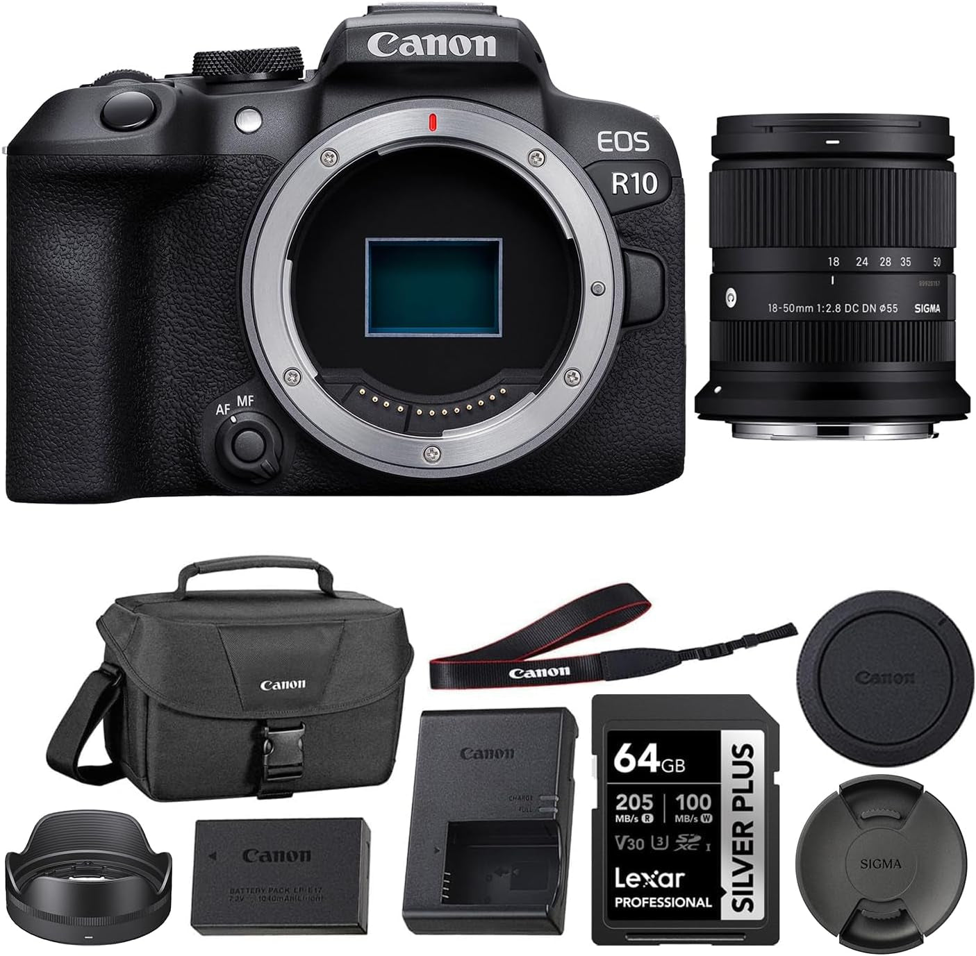 EOS R10 Mirrorless Camera with RF-S 18-45Mm Lens Bundle with 64GB SDXC Memory Card +  200ES EOS Shoulder Bag (3 Items)