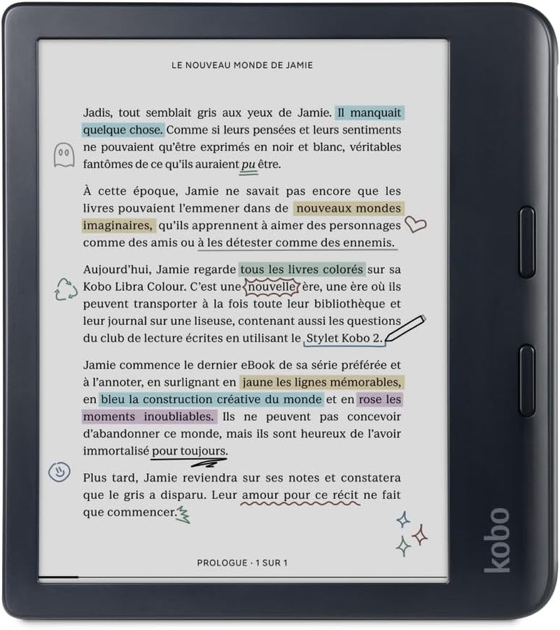 Libra Colour | Ereader | 7” Glare-Free Colour E Ink Kaleido™ 3 Display | Dark Mode Option | Audiobooks | Waterproof | Black