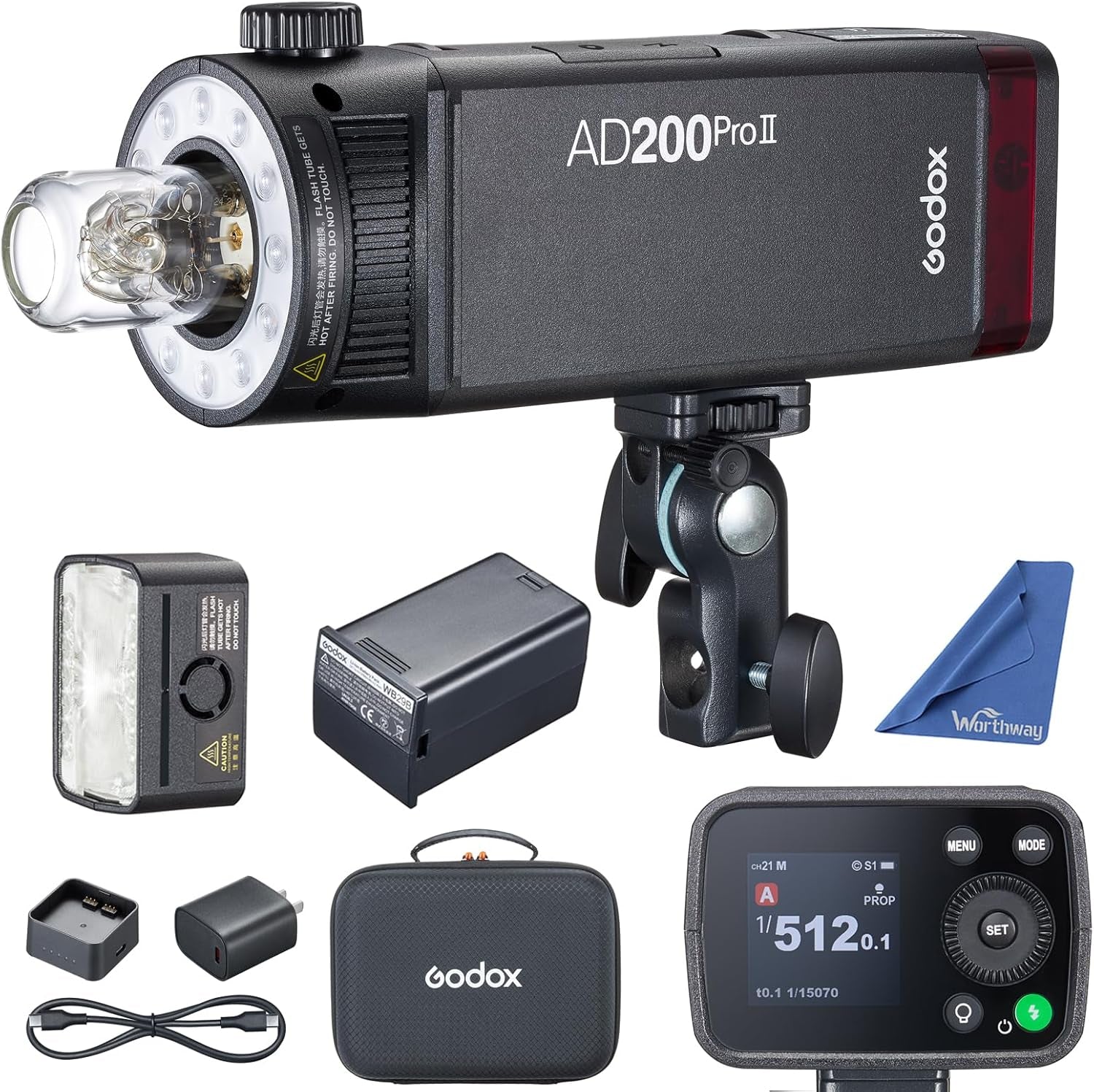 AD200 Pro II  Ad200Pro II Flash,One-Tap Sync with X3, Optimized Flash Heads, Bicolor LED Modelling Led,Color Group Indicator, Adjustable from 1/512 to Full Power 1/1(Ad200Pro Upgraded)