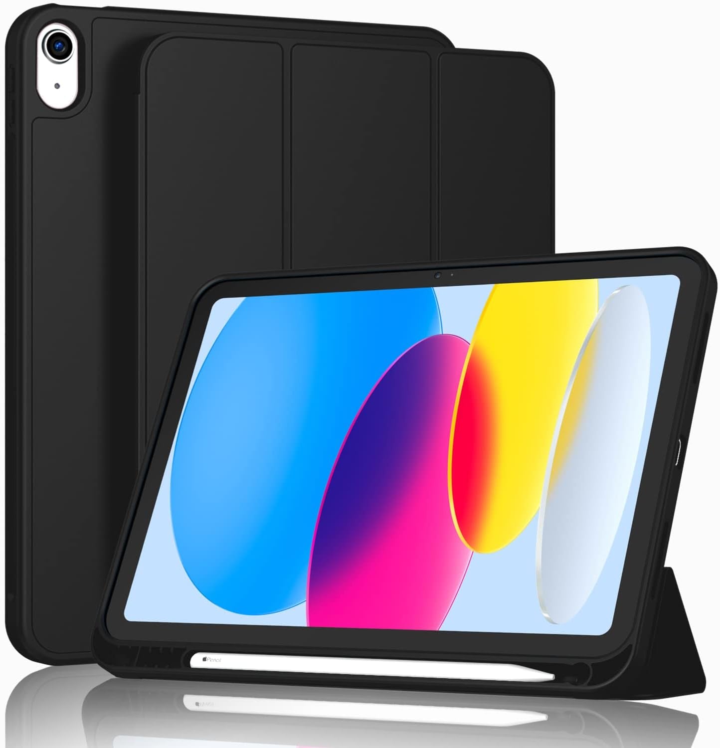 Case for Ipad (A16) 11 Inch 2025/Ipad 10Th Generation 10.9 Inch 2022, Slim Trifold Stand Protective Cover with Pencil Holder and Soft TPU Back,Support Auto Sleep/Wake (Black)