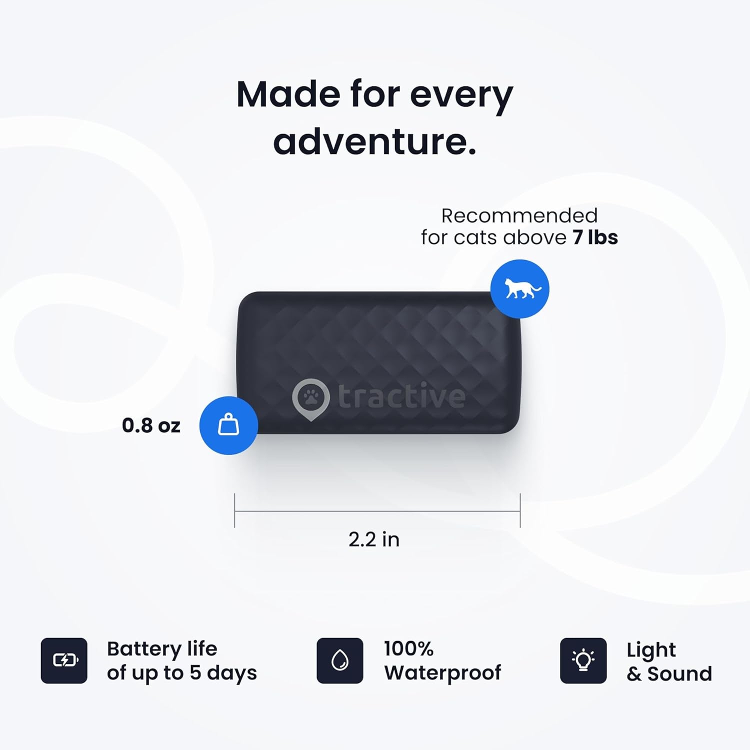 Smart Cat GPS Tracker | Real-Time Location & Wellness Monitoring for Cats 6.5 Lbs+ | Territory & Location History | up to 5-Day Battery | Breakaway Collar Included (Dark Blue)