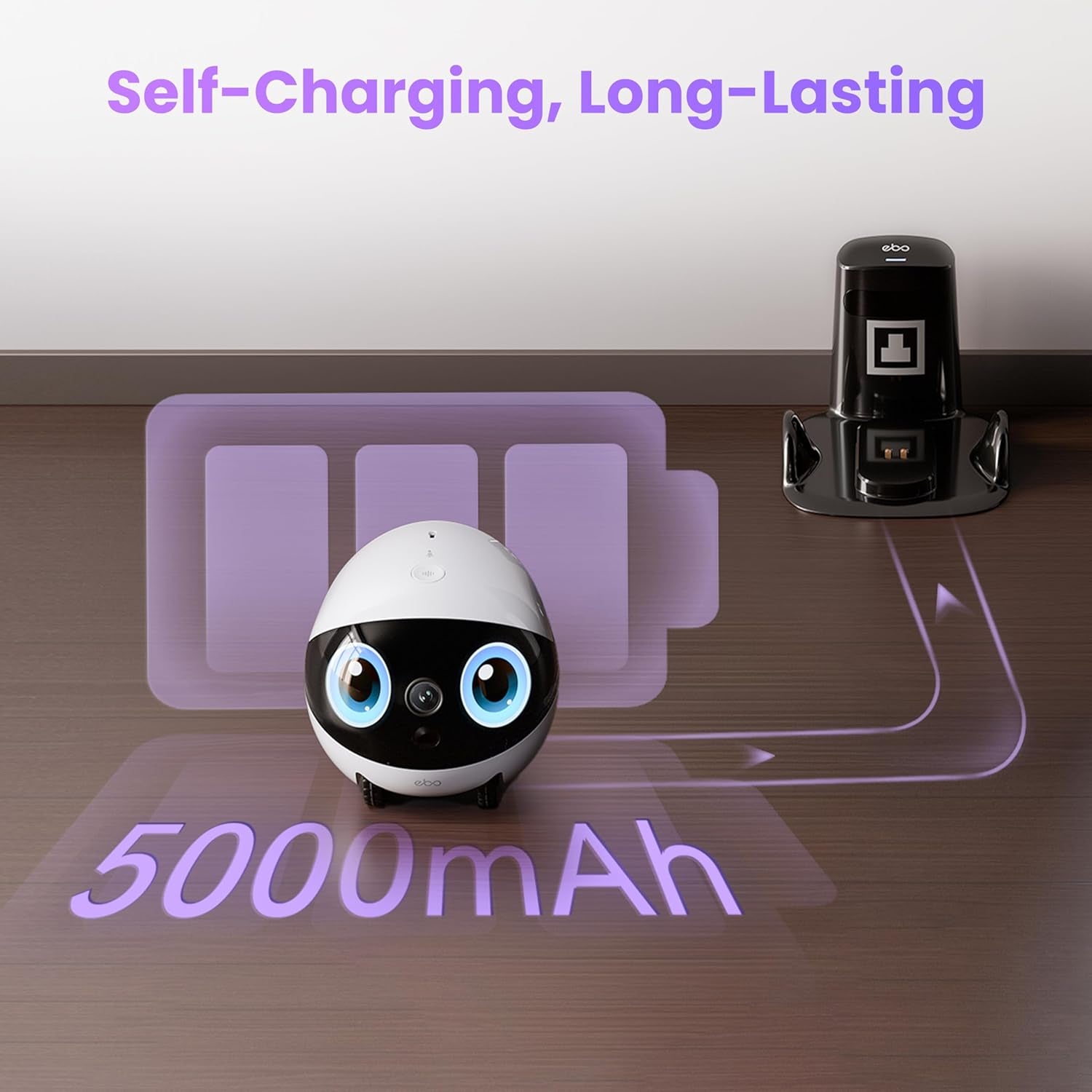 Air 2 plus Familybot 3K Home Camera Robot: Indoor Camera, Movable Robot Companion, 2-Way Video, AI Chat Mode, Auto-Recharge, Long Battery Life, Custom Facial Image, Night Vision