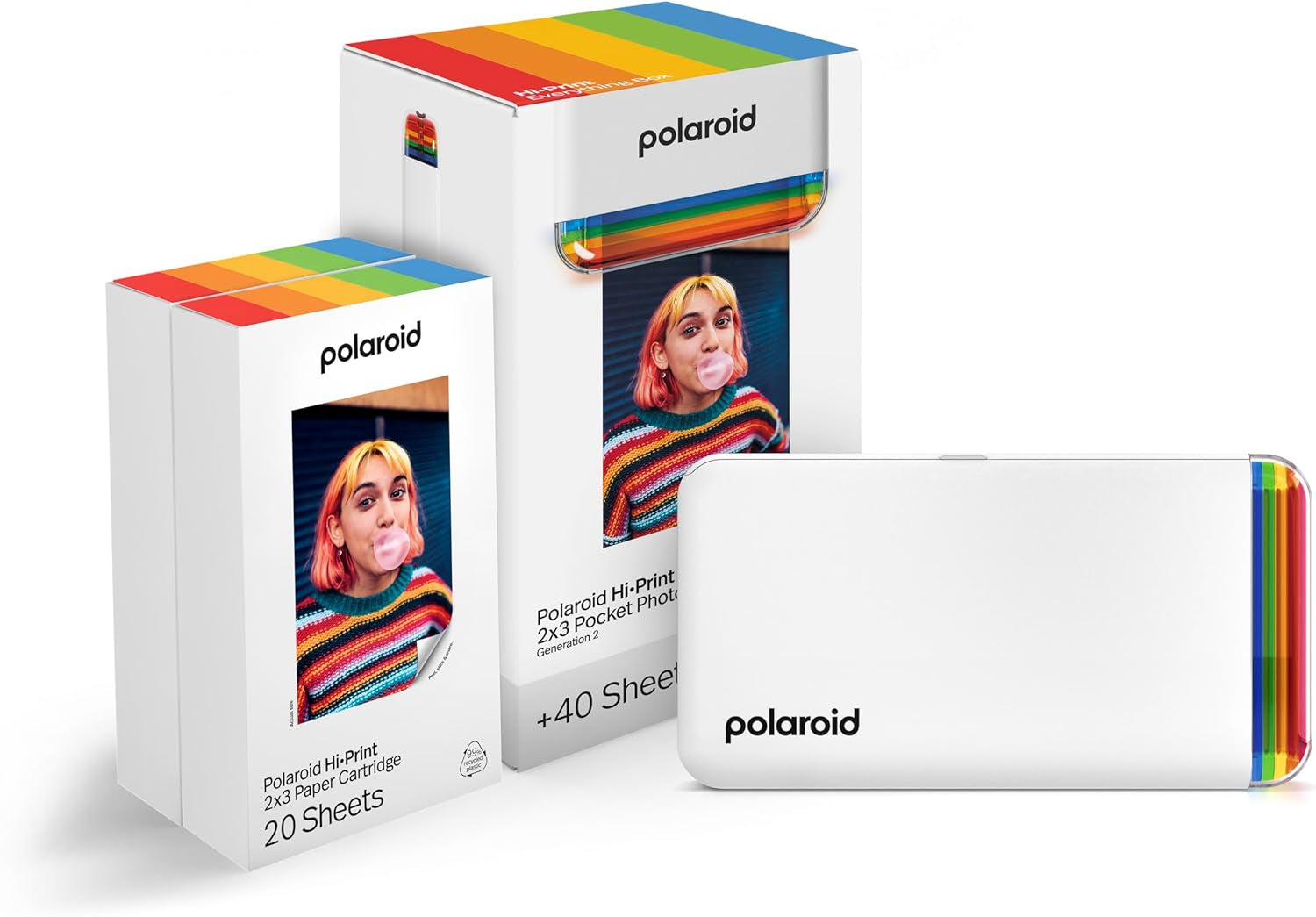 Hi-Print - 2Nd Generation Bluetooth Connected 2X3 Pocket Photo Dye-Sub Printer - White Printer Only (9128)