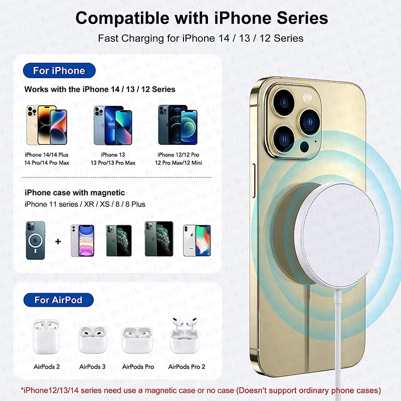 Original Wireless Charger for Apple Magsafes Iphone 17 16 15 14 13 12 Pro Max plus Airpods Fast Charging Type C Magnetic Charge