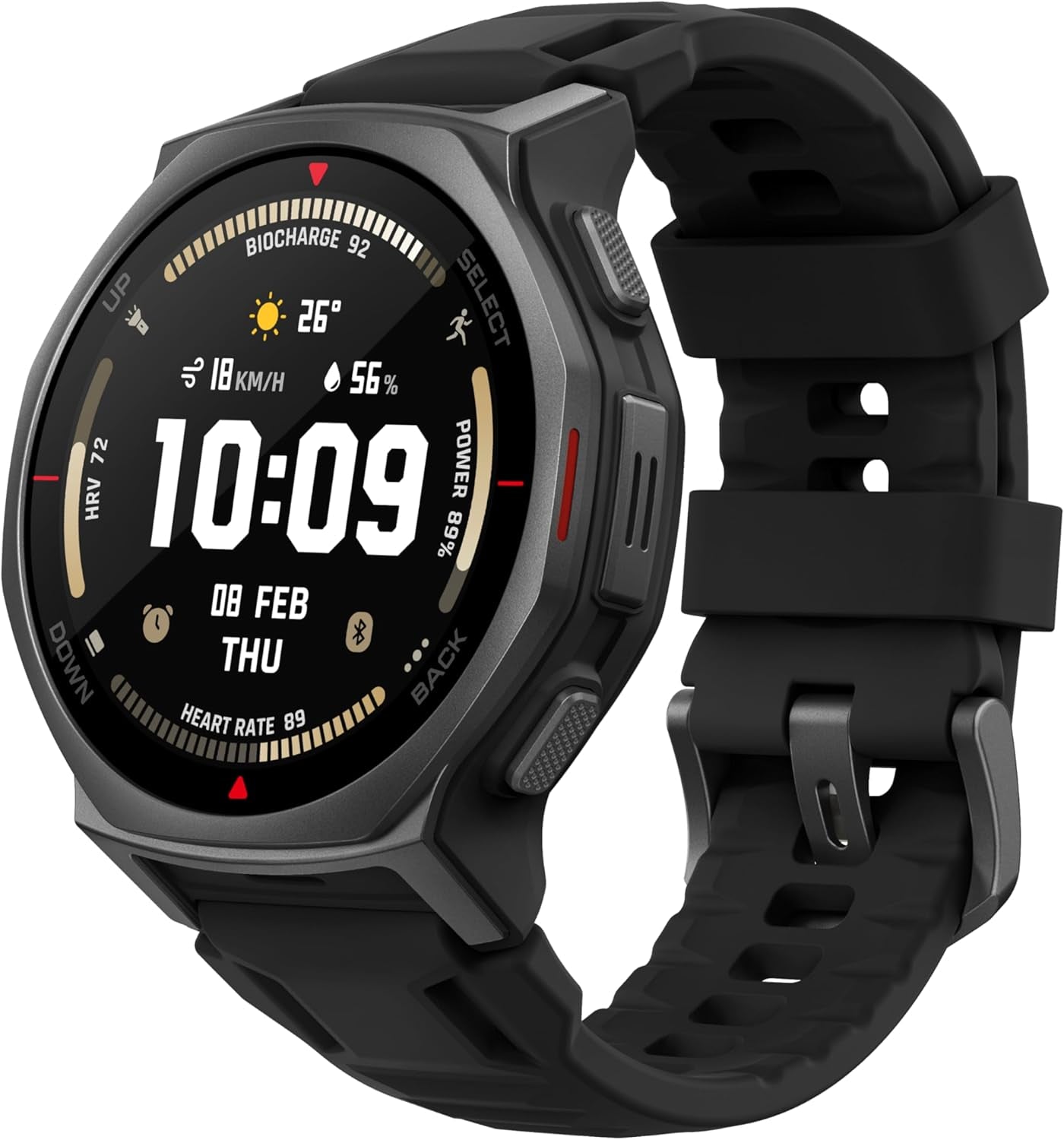 T-Rex 3 Pro Outdoor Smart Watch 48Mm Sapphire AMOLED Display, Ti Bezel, Dual Band GPS, Offline Maps, 25 Days Battery, Built-In Flashlight, 10 ATM, 180+ Sports Mode for Android & Iphone, Black