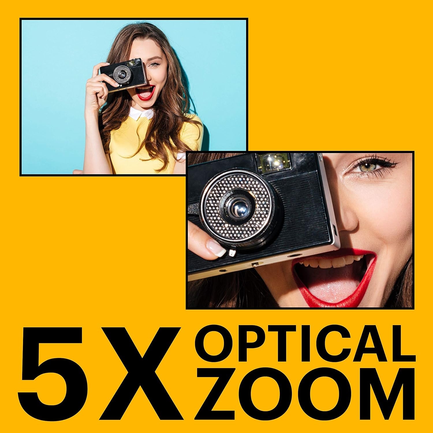 PIXPRO FZ55-RD 16MP Digital Camera 5X Optical Zoom 28Mm Wide Angle 1080P Full HD Video 2.7" LCD Vlogging Camera (Red) Packaging May Vary
