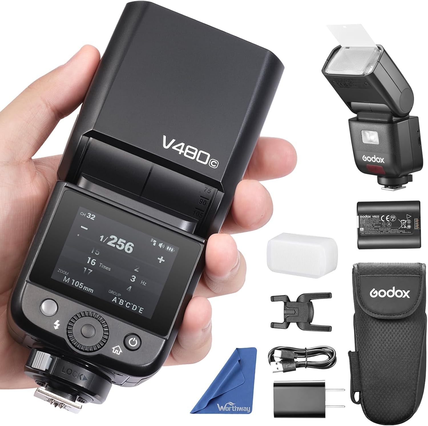 V480 for Sony  TTL Flash - GN50 HSS 1/8000S/650 Flashes/1.7S Recycle/Built-In Modeling Light/Li-Ion Battery/Touchscreen/2.4G Wireless Flash/Ttl Camera Speedlight for Sony